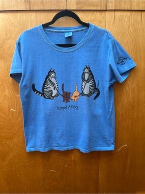 Vintage B. Kliban "Adopt A Dog" Crazy Shirts Blue Hawaii Dyed Tee - L